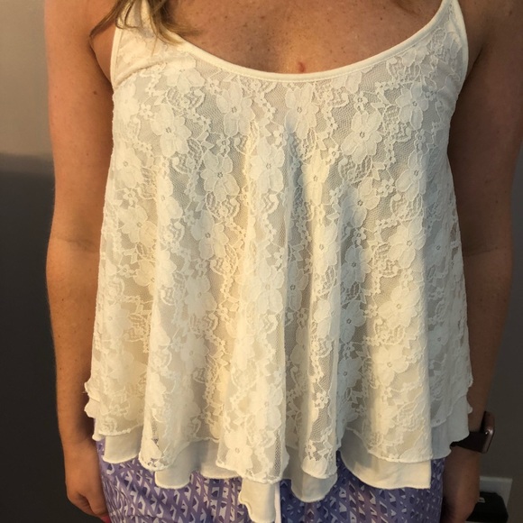 Express Tops - NWT White lace crop top